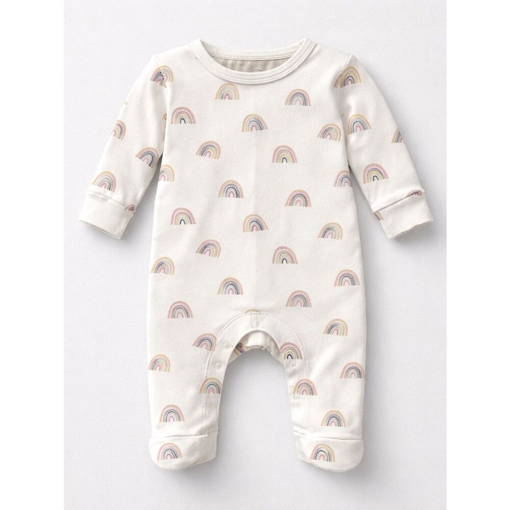 Nino Bambino cream rainbow print one piece sleep/play romper size 0-3 months